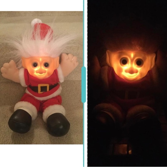 Troll doll with blue eyes Santa claus  12” tall with music, Christmas songs. - Picture 1 of 6